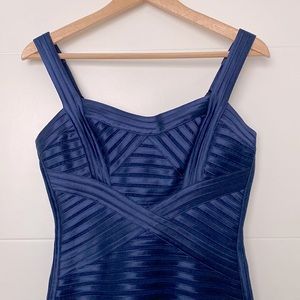 BCBGMaxAzria “Rivas” strappy bodycon mini dress, color blue, size 4. NWT.